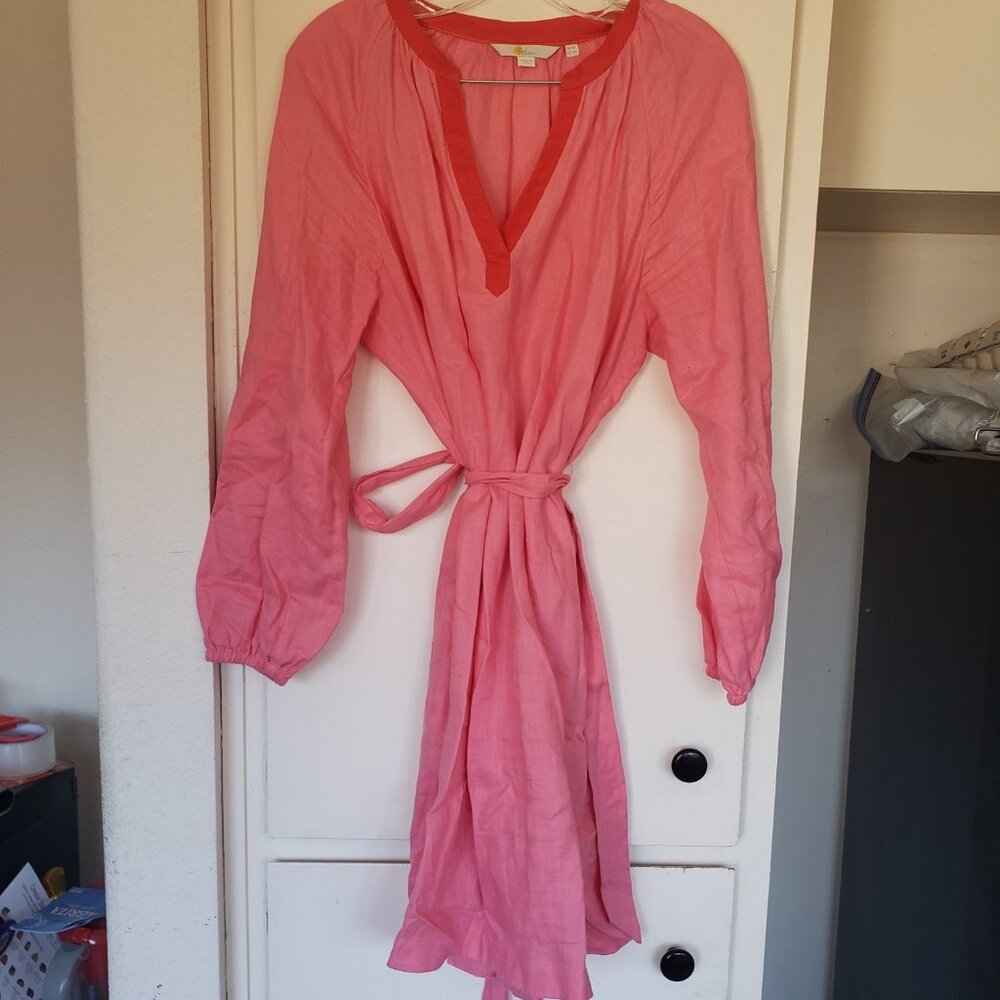 Boden Pink Dress with Orange Trim Dress Size 10
